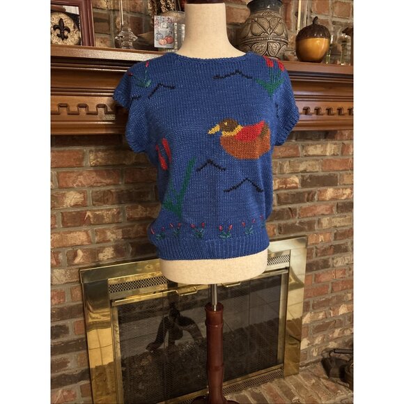 Chais Blue Knit Silk Blend Vest Size Large - Picture 1 of 6